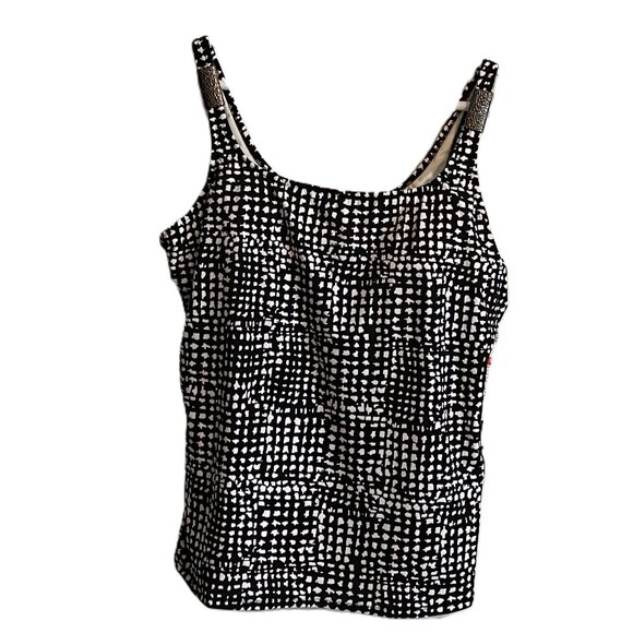 TRIMSHAPER TANKINI SWIM TOP Plus Size 24W BLACK & WHITE ANIMAL PRINT NWT  1142A - Picture 12 of 12